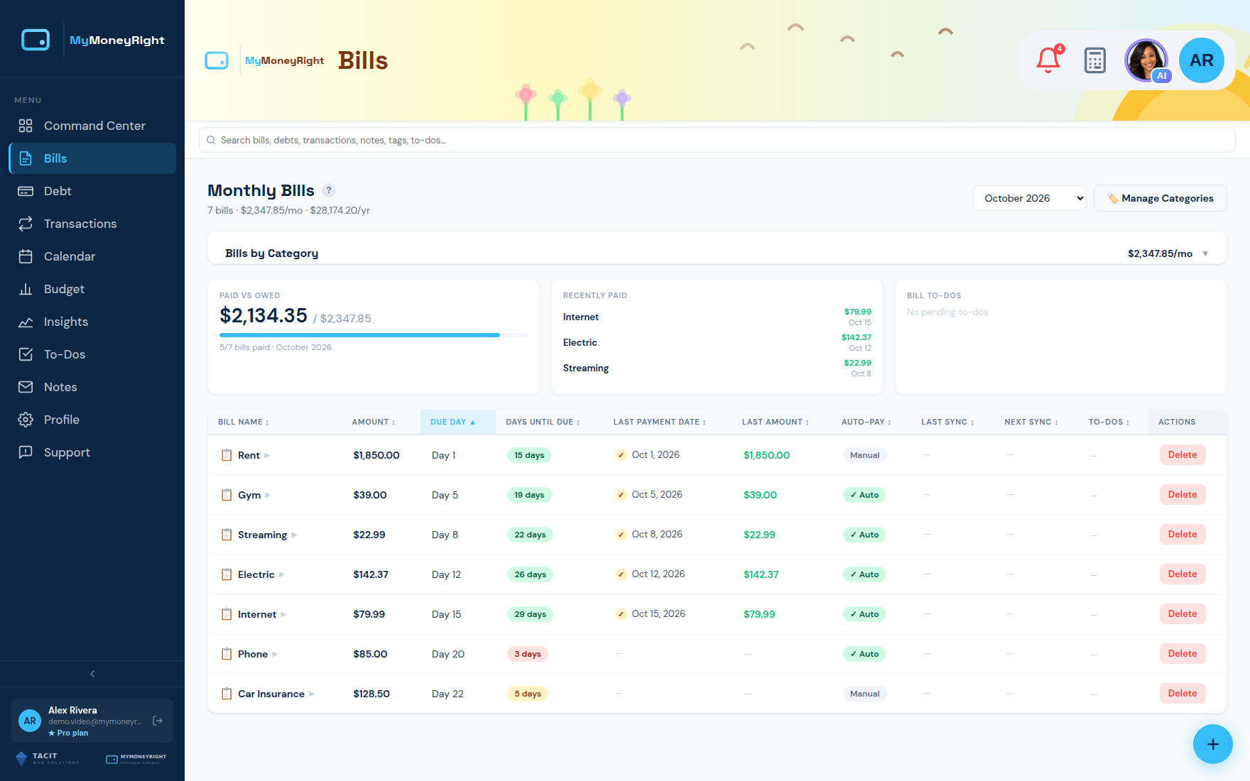 Bill tracker