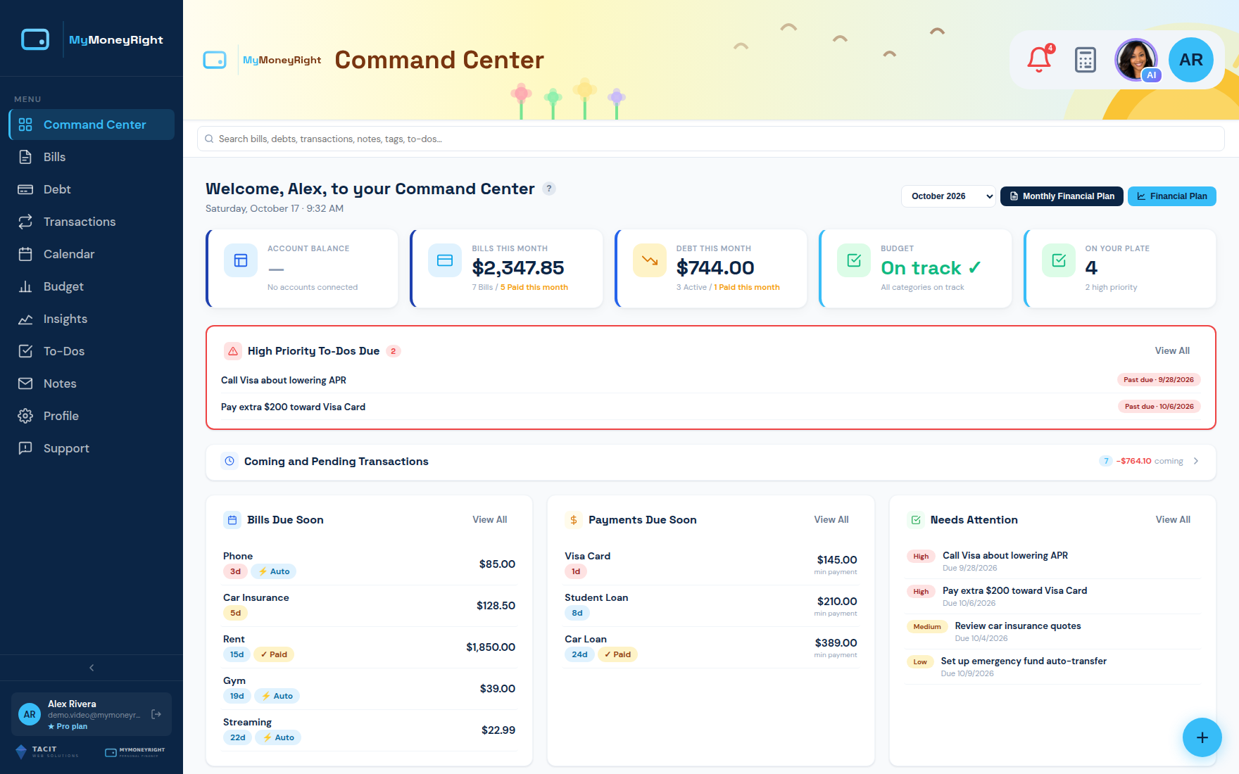 MyMoneyRight Command Center